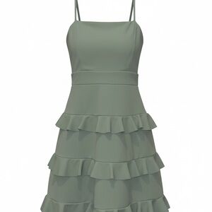 Altar'd State Sage Green Ruffle Tiered Spaghetti Strap Dress